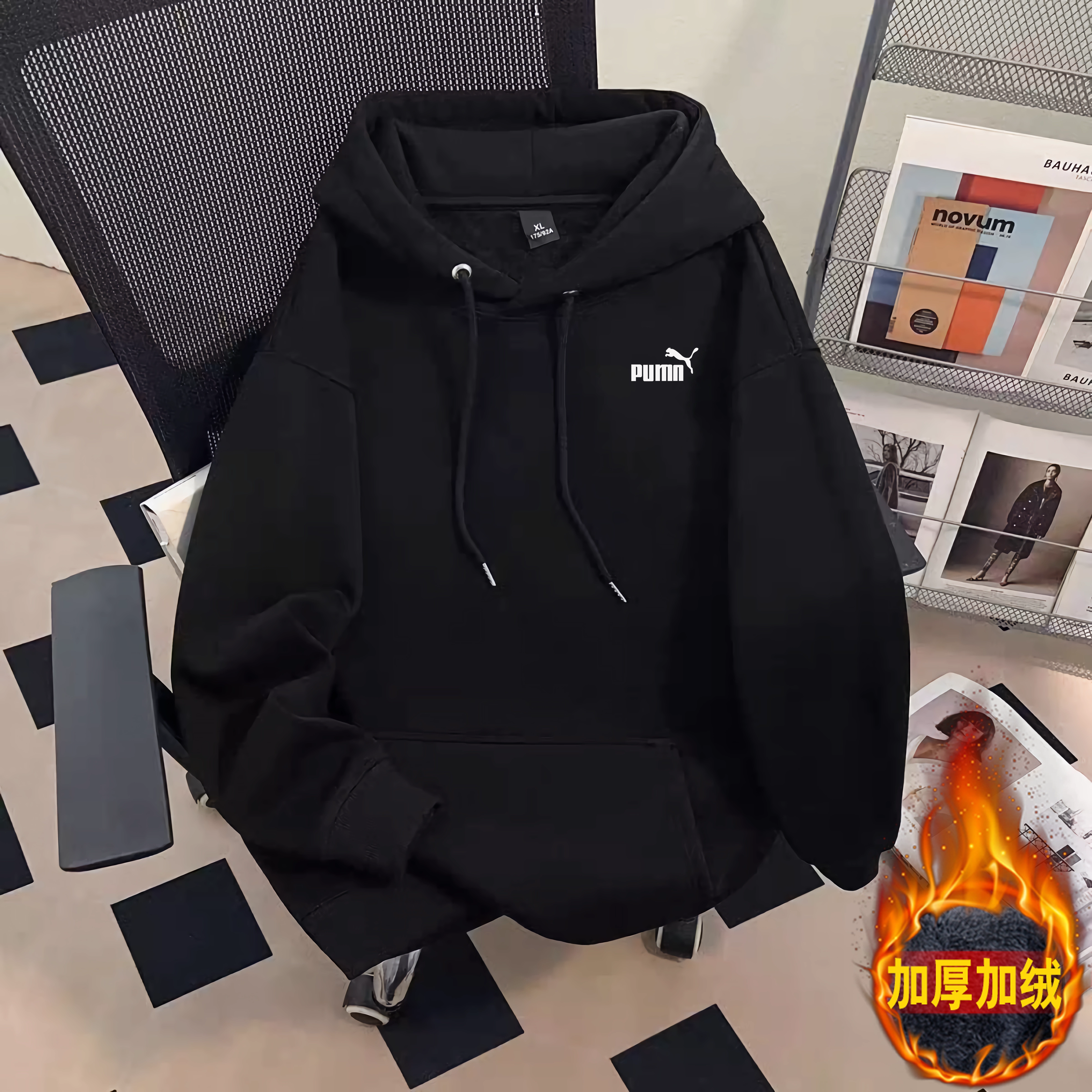 奥莱专柜连帽卫衣男春秋季2025新款休闲运动宽松纯棉加绒加厚上衣