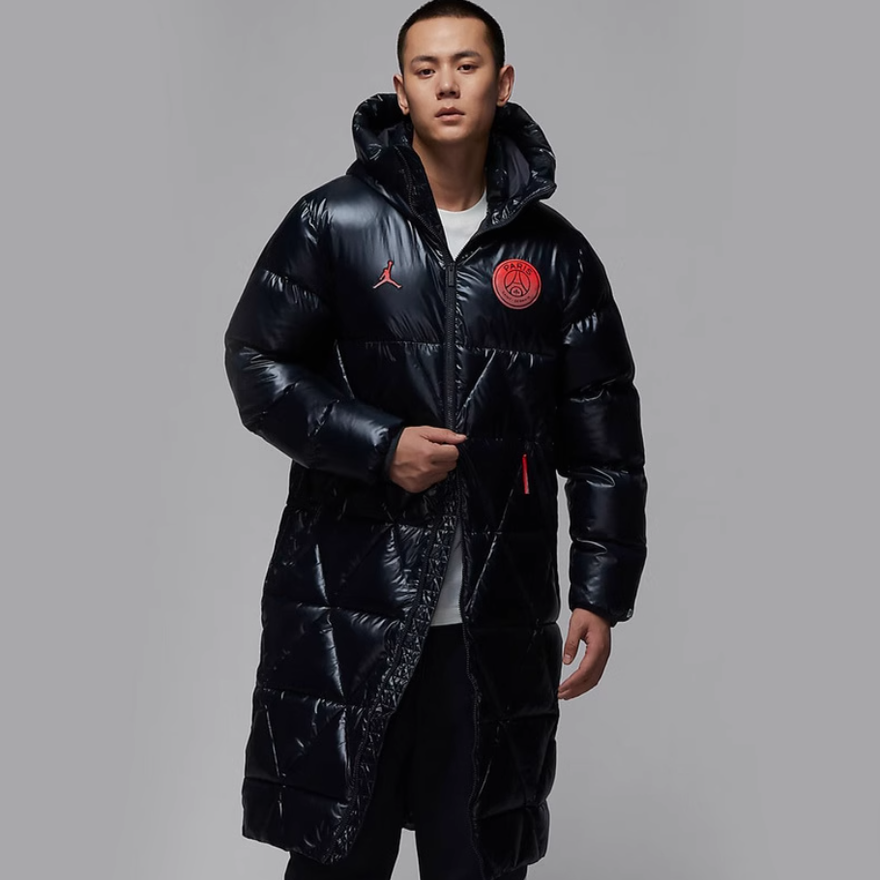 耐克NIKE JORDAN男子大巴黎运动拒水保暖长款棉服外套FV7743-045
