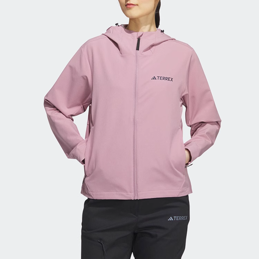 adidas阿迪达斯粉色加绒外套夹克