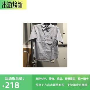 匡威2022夏款 男子运动休闲条纹衬衫 翻领短袖 A02 正品 10023411 A01