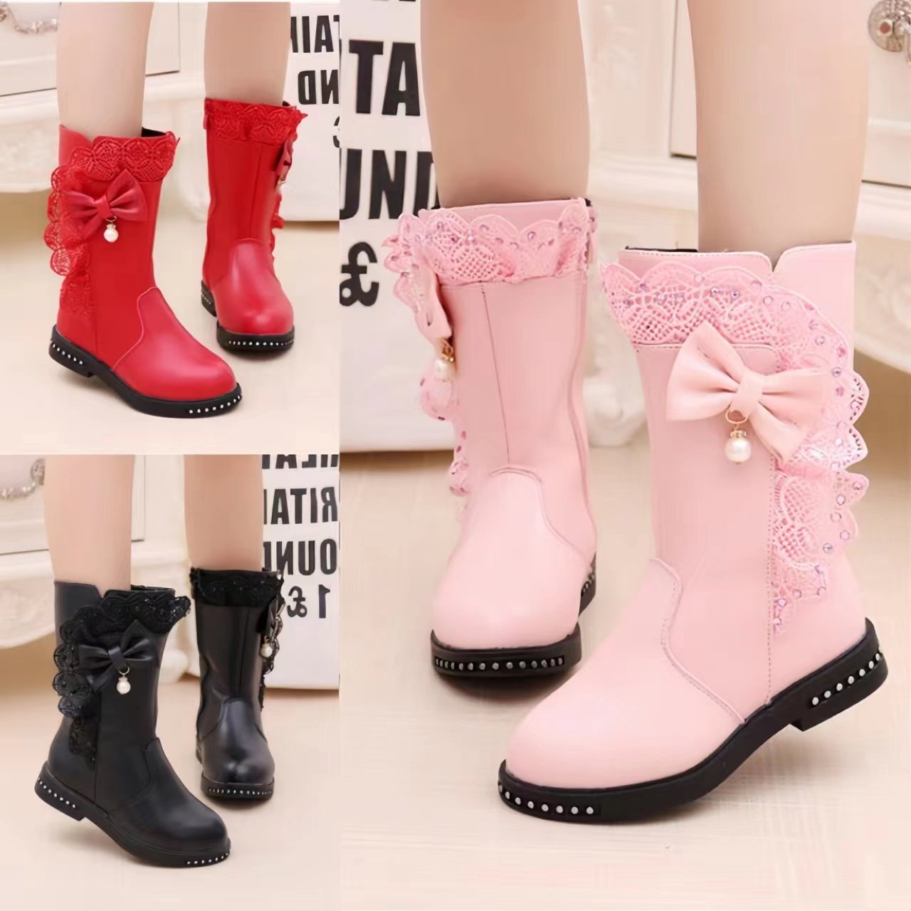 女童靴子2024秋冬季新款加绒儿童中筒靴洋气小女孩公主靴保暖棉靴,童鞋/婴儿鞋/亲子鞋,棉靴,淘宝优惠券,粉丝福利购,淘宝优惠卷