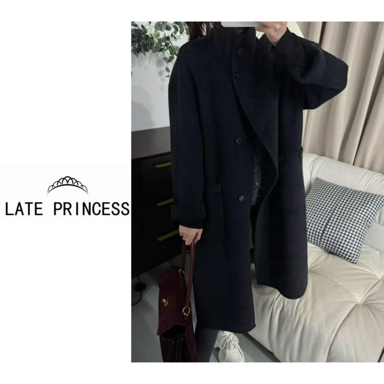 LATE PRINCESS【默寻】高端时尚长款双面羊毛立领休闲毛呢大衣