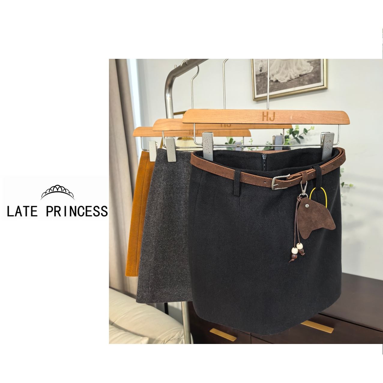 LATE PRINCESS【北岛】冬装新款时尚短裙高腰半身裙