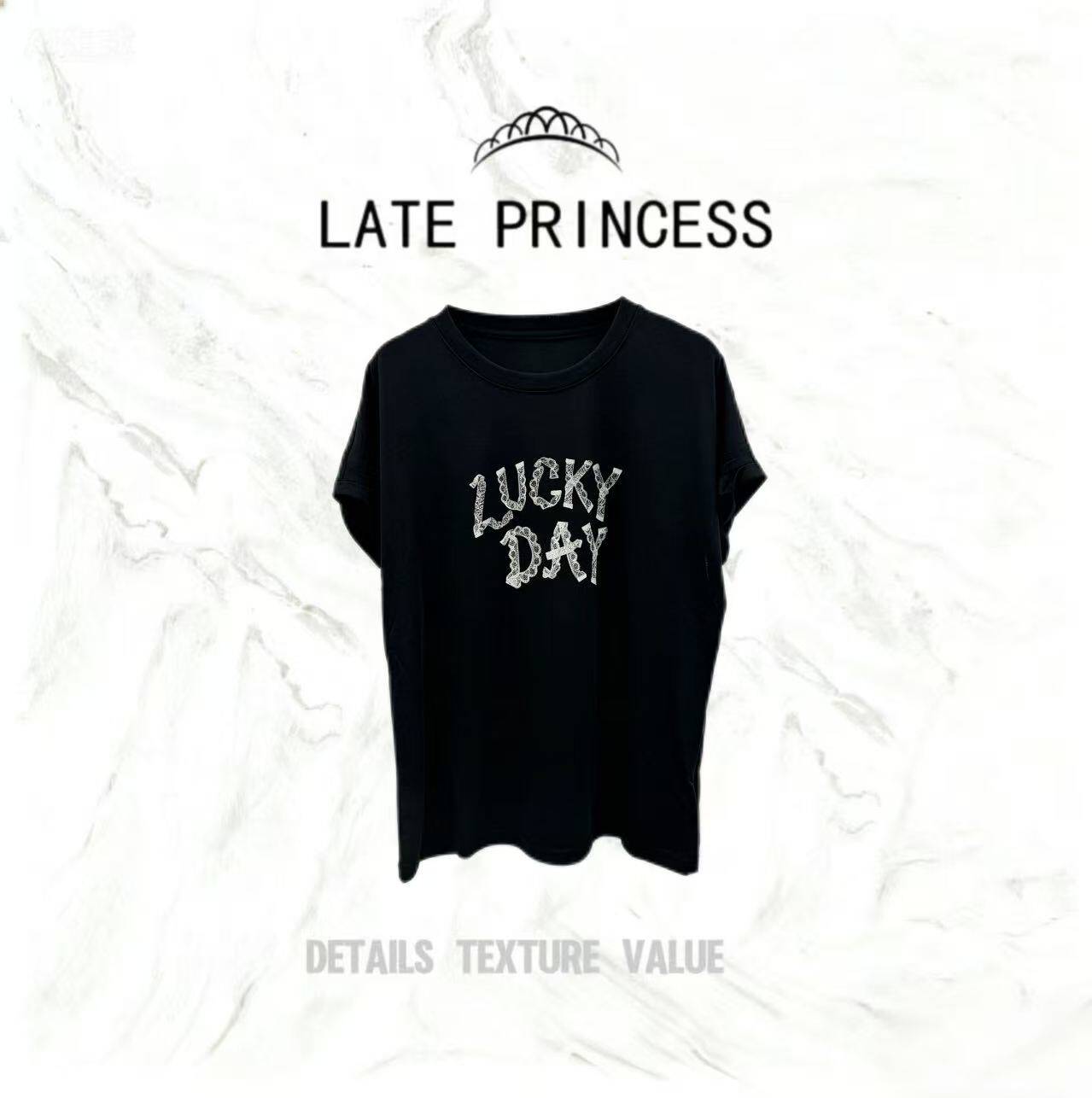 LATE PRINCESS【头号女孩】夏季新款百搭女士短袖T恤