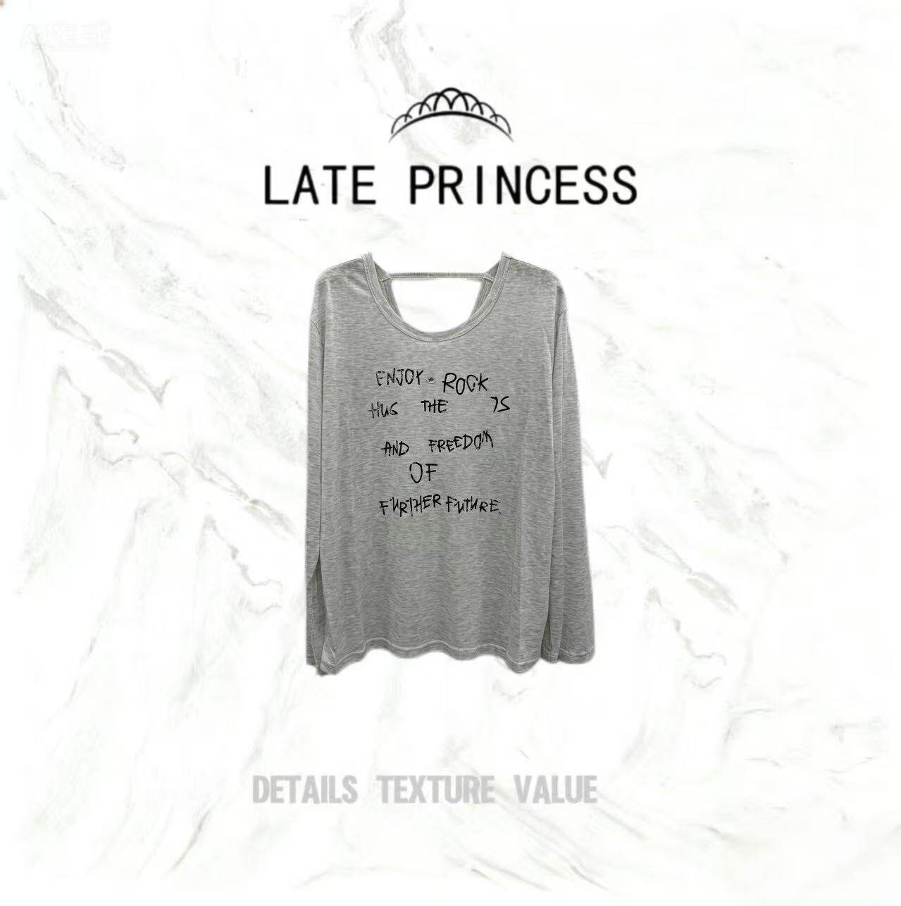 LATE PRINCESS【纯欲风】夏季新款字母印花防晒长袖宽松上衣
