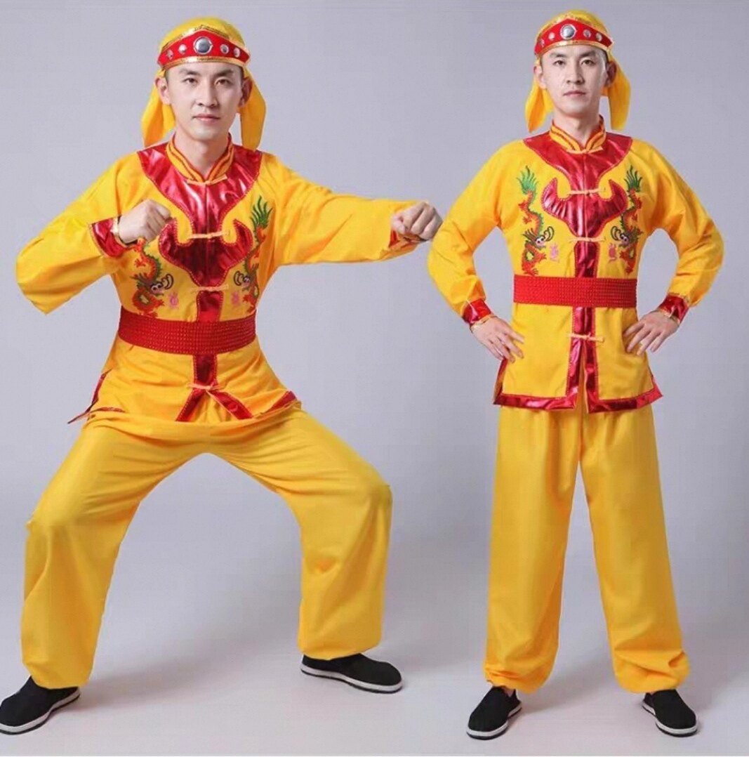 新款舞龙舞狮服装衣服男秧歌服民族舞蹈腰鼓队打鼓锣鼓表演演出服