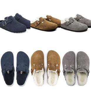 现货Birkenstock25秋冬成人休闲风加棉拖鞋 一脚蹬平底勃肯鞋