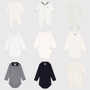 部分Petit 25秋冬婴儿护肚连体衣爬服连身居家哈衣 Bateau童装