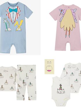 3z现货stella童装25春夏婴儿纯棉印花连体衣爬服哈衣居家亲肤透气