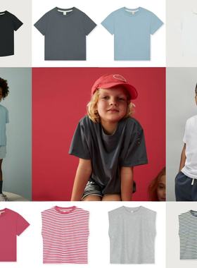 4z现货Gray Label童装25春夏儿童休闲T恤短袖圆领有机棉纯色内