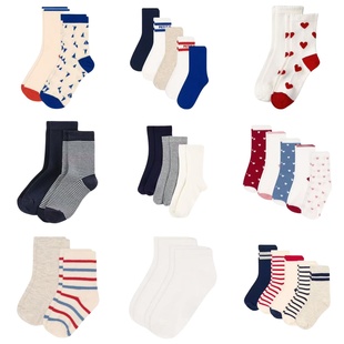 组合 25春夏男女袜子透气纯色中筒袜套装 现货Petit Bateau童装