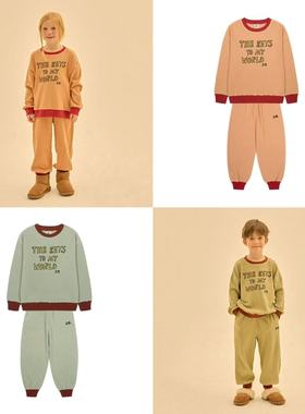 现货Jelly Mallow童装25秋冬儿童套装卫衣绒衫彩色长裤束脚