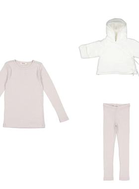 现货MarMar童装24秋冬休闲风婴儿白色夹棉外套羊毛T恤打底