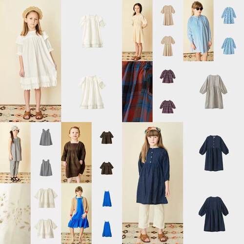 田园风复古女童连衣裙