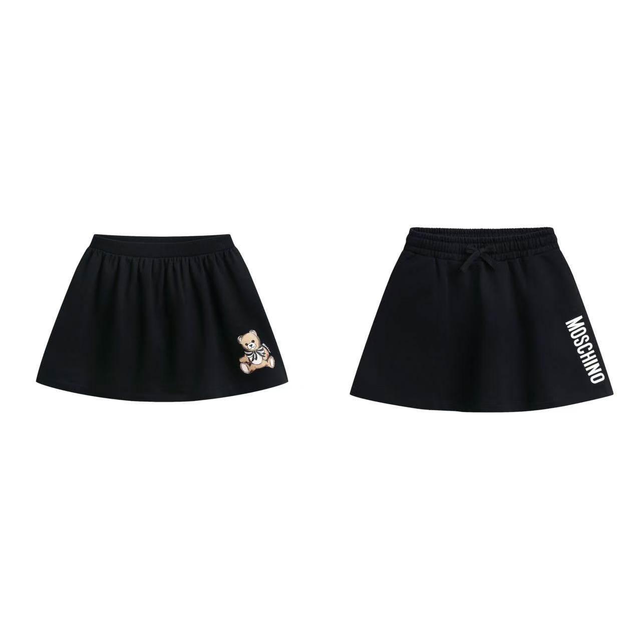 4z现货moschino童装25秋冬女童A字裙裙子休闲半身裙logo小熊