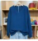 春秋新品 女休闲百搭V领文艺复古打底衫 100%纯棉线不起球大码 毛衫