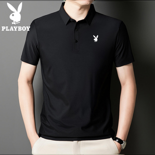 花花公子短袖polo衫男款夏季薄款翻领冰丝t恤男商务休闲体恤上衣