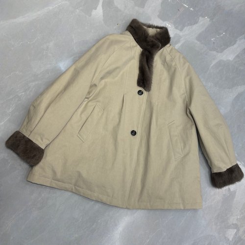 简约中长水貂立领90白鹅绒羽绒服女冬新款宽松加厚派克服风衣外套