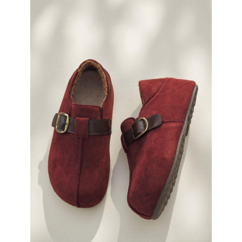 内增高复古风加绒勃肯鞋女2025年冬季新款加棉厚底港风乐福鞋