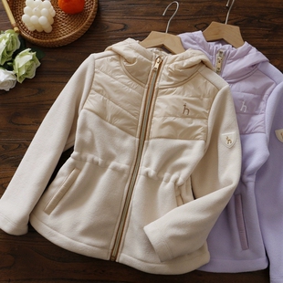 超好穿 双面摇粒绒连帽保暖修身显瘦外套 春秋冬女童拉链挡风卫衣