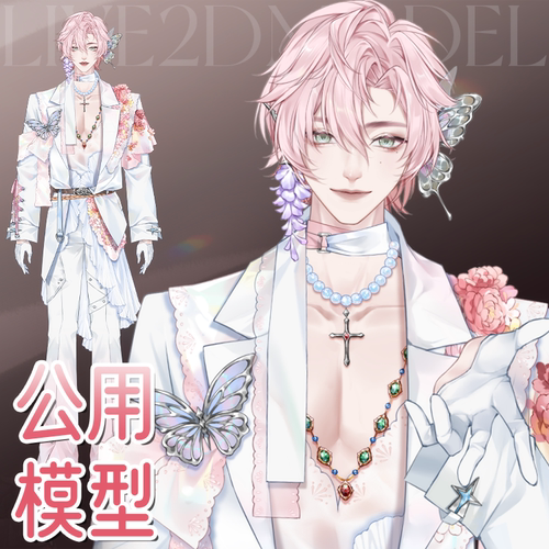虚拟形象定制live2d虚拟主播公用成品模型男性远程安装L066安羽