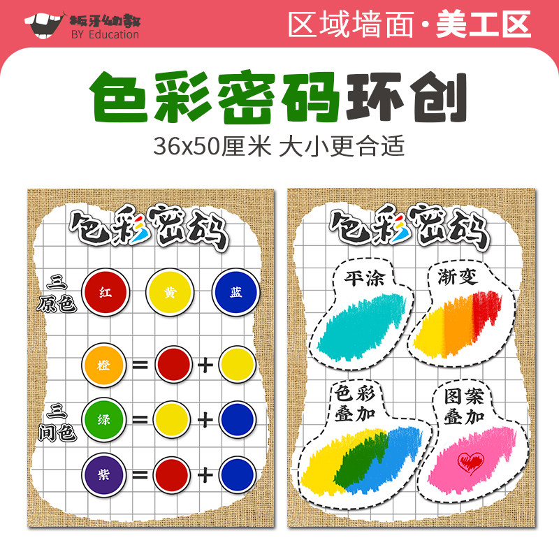 幼儿园玩教具环创美工区墙面装饰三原色彩冷暖色涂法认知小中大班
