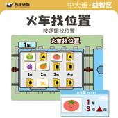 幼儿园中大班益智数学区火车找位置座位对应排序区域材料自制教具