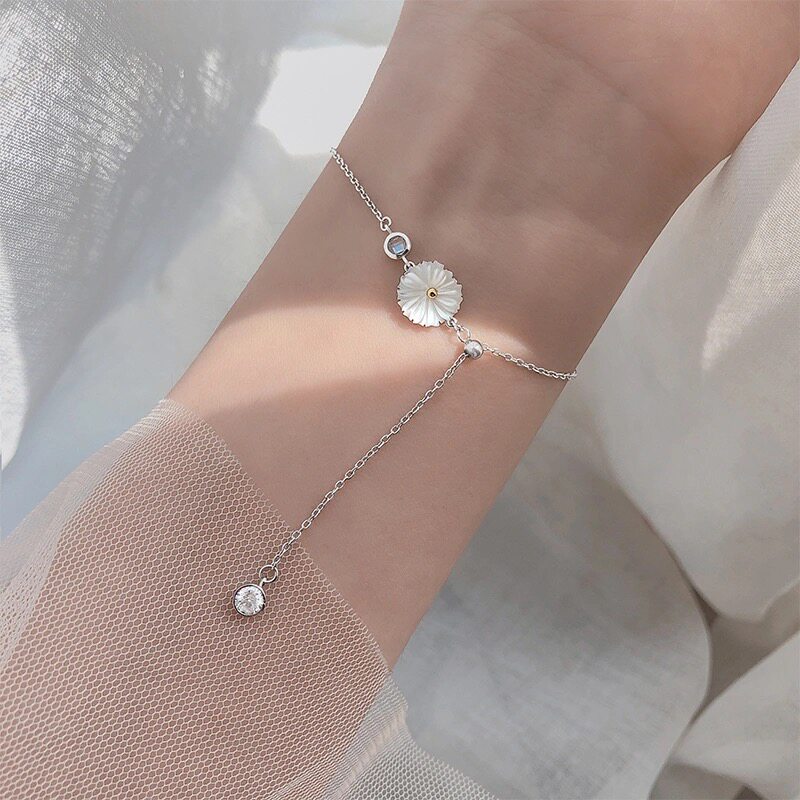 贝壳小雏菊抽拉手链仙女花朵手环