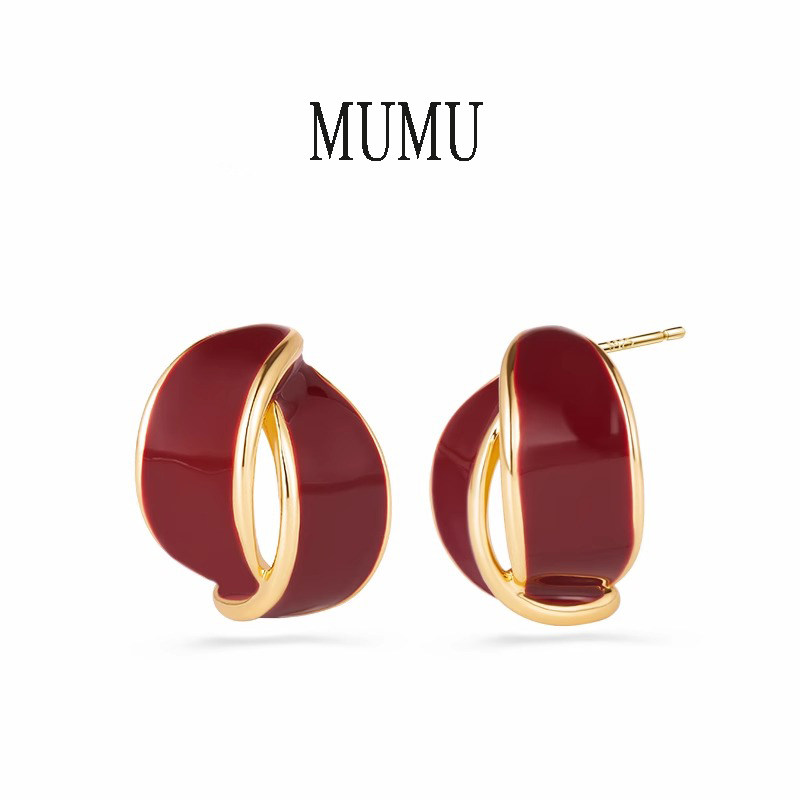 复古港风独特耳饰女小众气质红色高级感2026新款片状树叶耳钉耳环,饰品/流行首饰/时尚饰品新,耳钉,淘宝优惠券,粉丝福利购,淘宝优惠卷