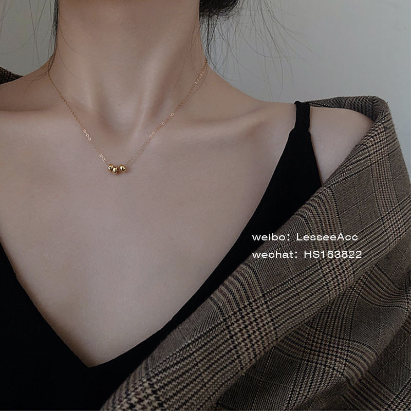 925纯银三圆环项链女高级ins韩版小众锁骨链简约气质百搭闺蜜项链