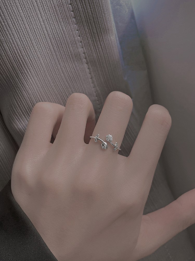 925纯银郁金香小众设计食指戒女