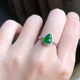 翡翠绿色葫芦戒指轻奢高级感纯银指环玉石冰种新中式 国风祖母绿
