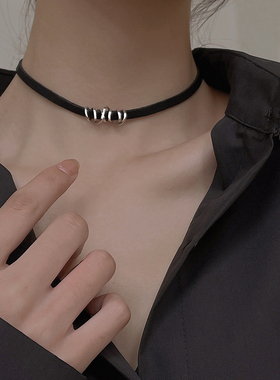 黑绳choker项链甜酷辣妹风设计感脖颈链项圈女颈带锁骨链脖子配饰