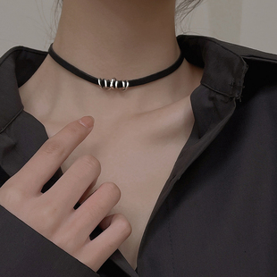 黑绳choker项链甜酷辣妹风设计感脖颈链项圈女颈带锁骨链脖子配饰