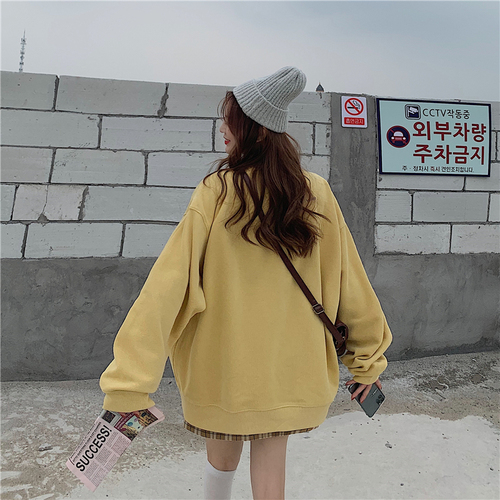 Real shooting real price autumn Korean version new loose lazy wind round neck Pullover Sweater