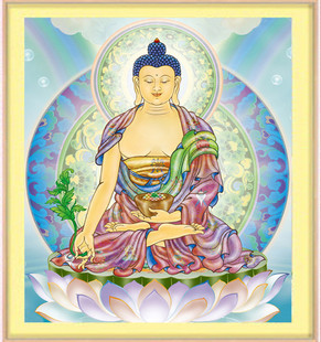 精品庄严药师佛药师琉璃光王如来十字绣套件精准印花易上手送工具