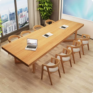 北欧实木会议桌长桌简约现代书桌工作台培训桌椅办公桌长条桌