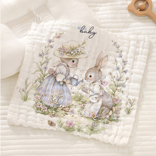 贝瑞拉婴儿小方巾宝宝全棉纱布口水巾柔软吸水儿童毛巾洗脸巾