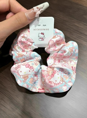 可爱KT猫满印大肠发圈饰品新款卡通丸子头发绳少女心甜美气质发饰