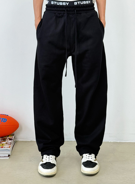 BurnBro 445G重磅美式卫裤秋基础百搭宽松直筒休闲裤垂感长裤子男