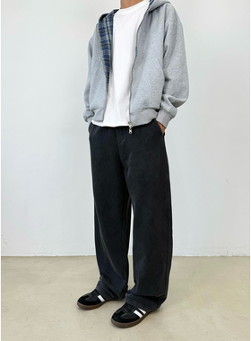 BurnBro水洗卫裤宽松垂感直筒vintage休闲裤男通勤百搭长裤运动裤