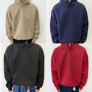 短宽Boxy基础帽衫 BurnBro 400g重磅纯色cleanfit连帽卫衣男女美式