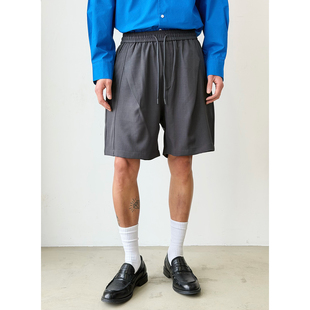 BurnBro简约通勤松紧腰短裤 子 男女潮牌cleanfit老钱风休闲五分裤