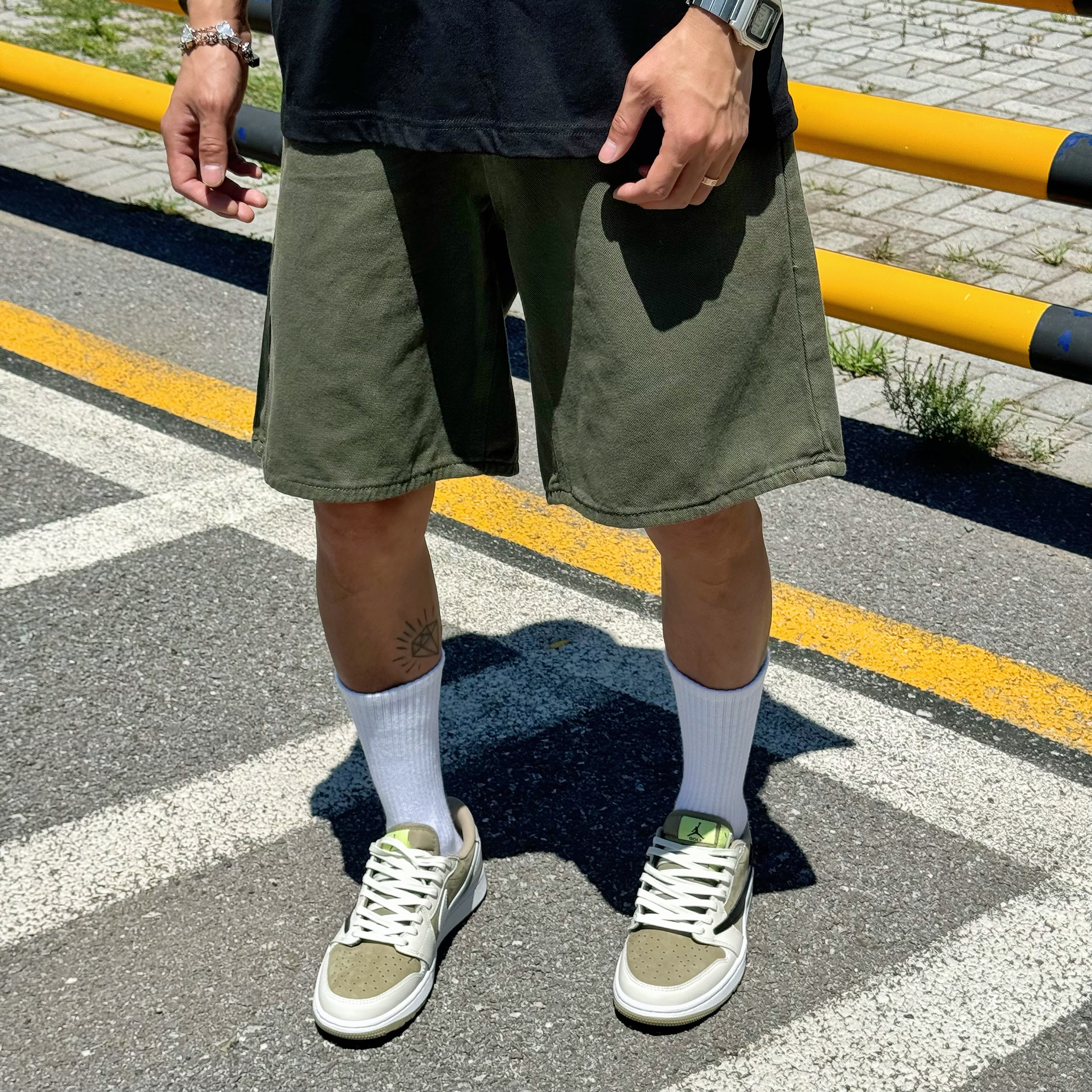 男女复古休闲五分中裤cleanfit
