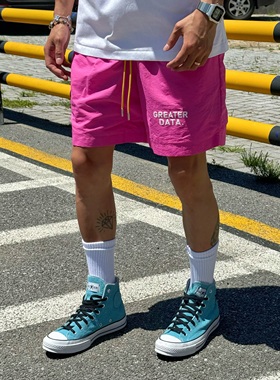 BurnBro多巴胺彩色美式短裤男夏薄款情侣运动五分裤休闲沙滩裤子