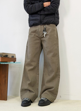 BurnBro美式复古全棉直筒宽松牛仔裤男女百搭cleanfit休闲长裤子