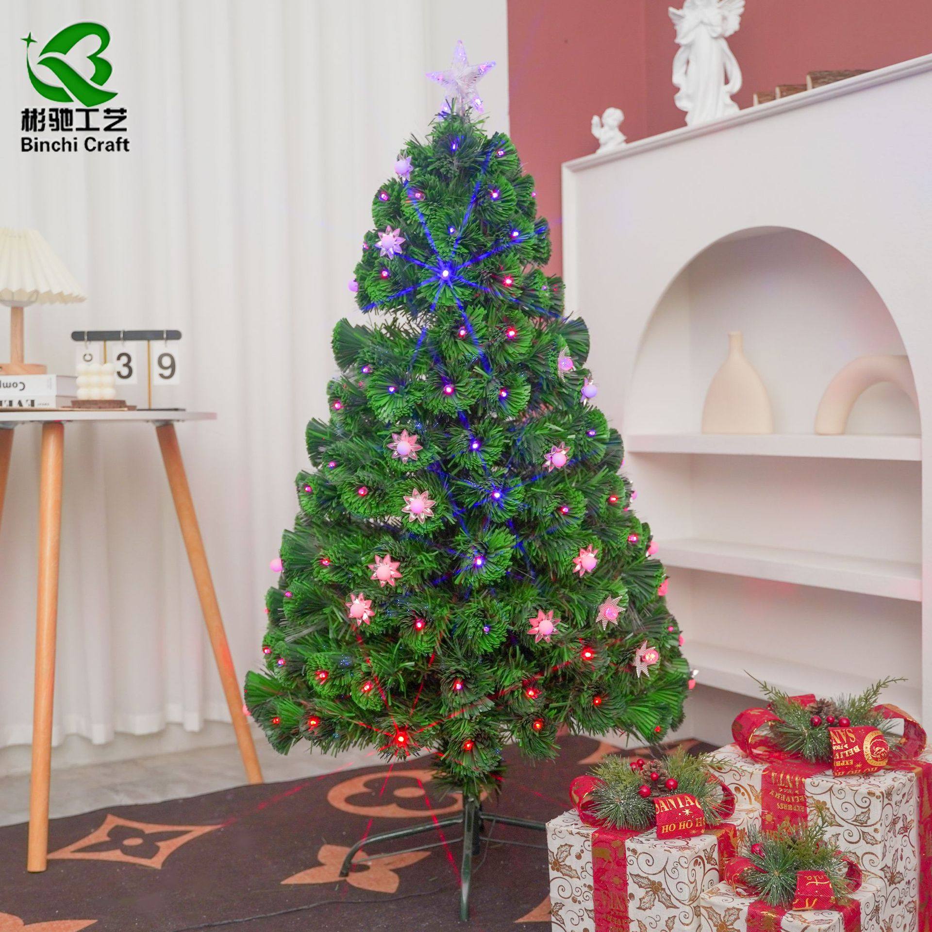 LED光纤圣诞树爆品圣诞节装饰居家场景氛围布置PVC厂家聖誕樹水晶