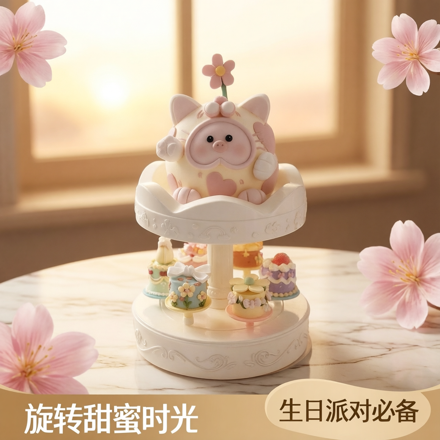 自动旋转甜品机蛋糕 台回转寿司机生日聚会蛋糕架烘焙 桌面装饰品