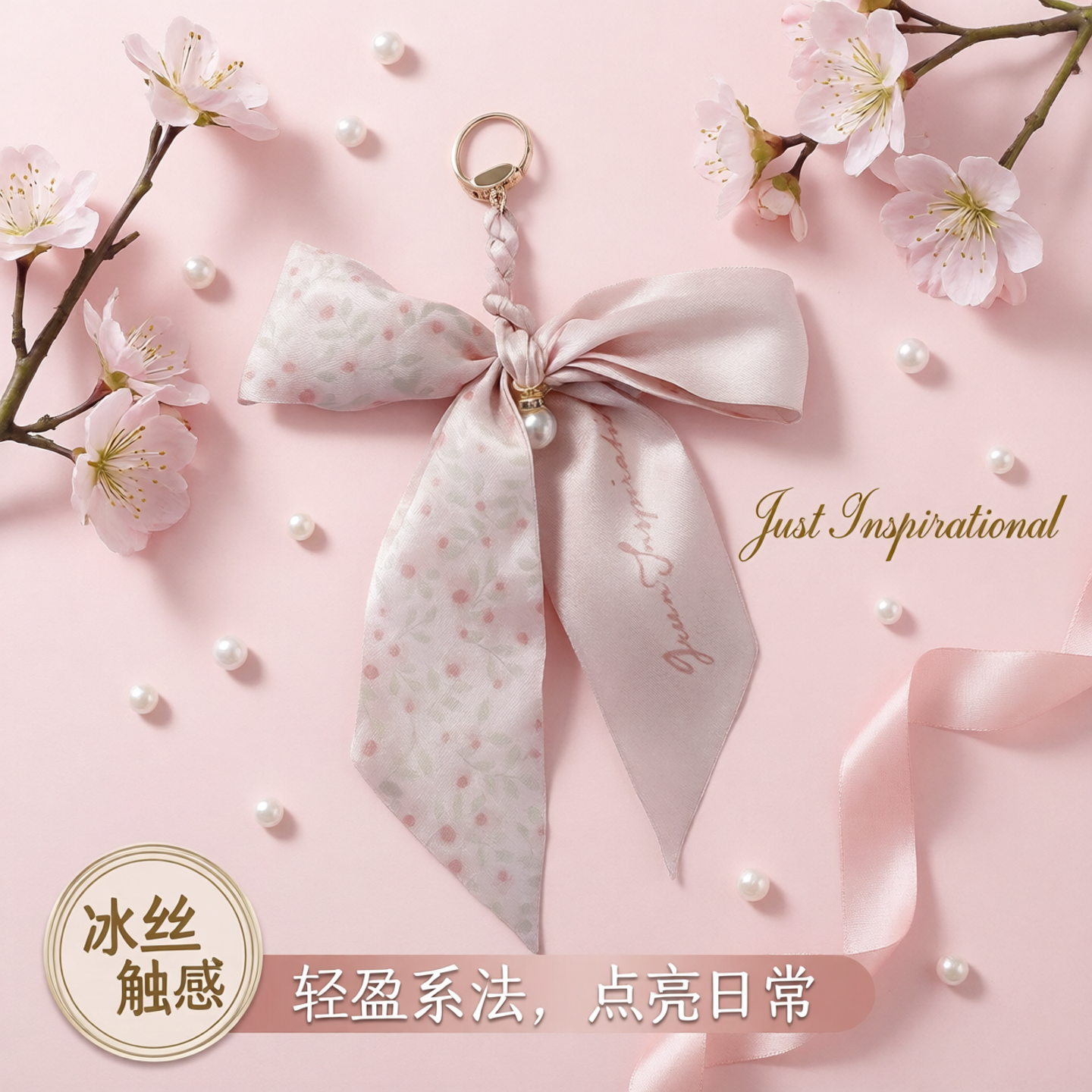冰丝丝巾编织蝴蝶结钥匙扣个性碎花纹性感女性包包挂件链挂饰时尚
