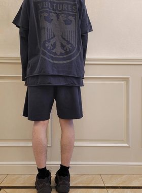 Kanye West侃爷专辑vultures试听会周边黑鹰闪粉印花圆领短袖T恤